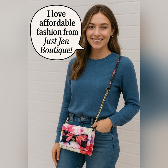 BETSEY JOHNSON Brand New Leather Dani Floral Crossbody Wallet Clutch Bow Bag.